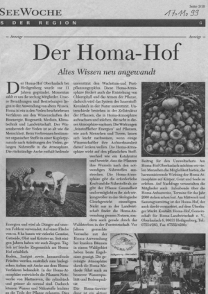 1999-11, Seewoche, Der Homa-Hof - altes Wissen neu angewandt,